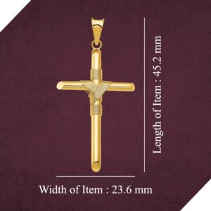 Diamond2Deal 14k Yellow Gold Polished Tube Cross Pendant for Women (L- 45.2 mm W- 23.6 mm)