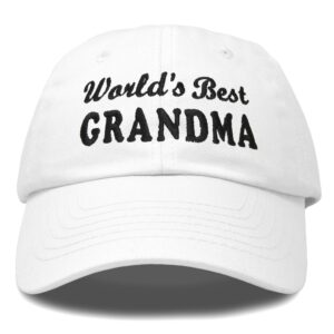 dalix worlds best grandma hat gift embroidered cotton cap in white