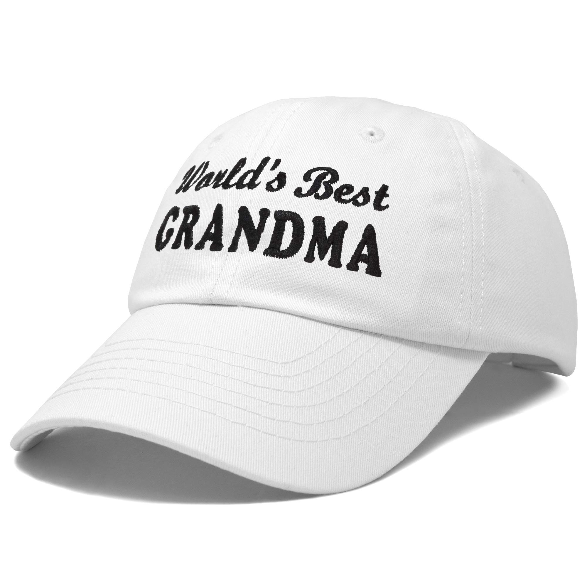 DALIX Worlds Best Grandma Hat Gift Embroidered Cotton Cap in White