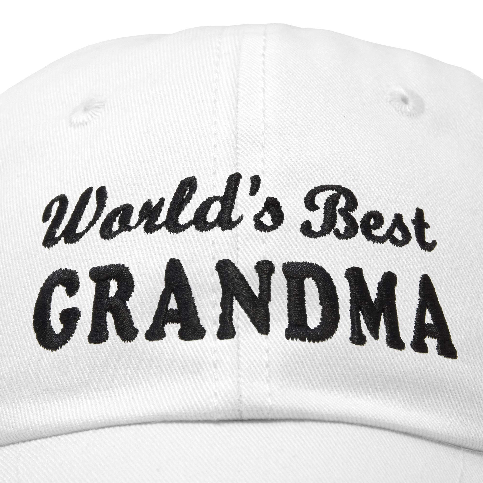 DALIX Worlds Best Grandma Hat Gift Embroidered Cotton Cap in White