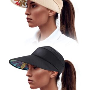 2 Pieces Sun Visor Hats UV Protection Caps Summer Wide Brim Beach Hat for Women Multicoloured