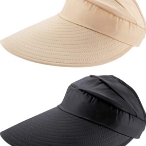 2 Pieces Sun Visor Hats UV Protection Caps Summer Wide Brim Beach Hat for Women Multicoloured