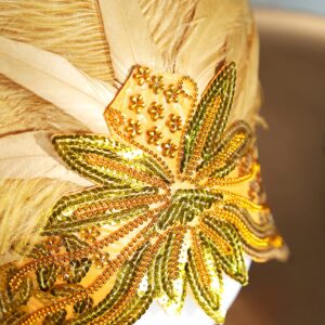 BABEYOND Carnival Feather Headpiece Showgirl Headband Women's Feather Pageant Headband 1920s Flapper Headband (Gold)