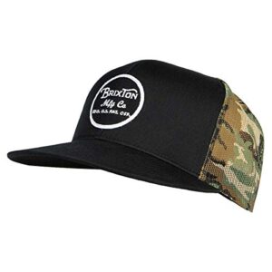 brixton men's wheeler medium profile adjustable mesh hat, blackcamo, one size