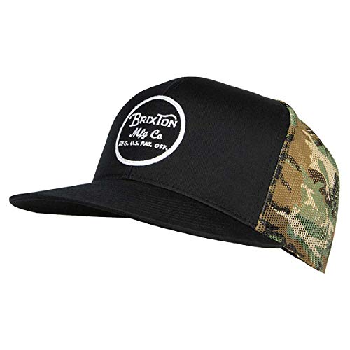 Brixton Men's Wheeler Medium Profile Adjustable Mesh Hat, Blackcamo, One Size