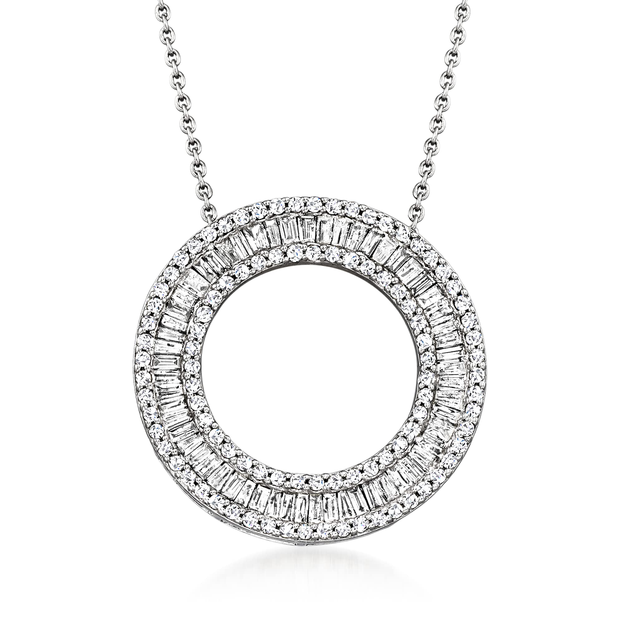 Ross-Simons 1.00 ct. t.w. Diamond Circle Pendant Necklace in Sterling Silver. 20 inches