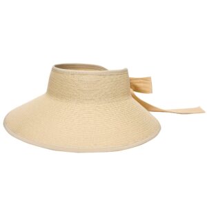 pineapple&star vienna visor women's summer sun straw foldable hat upf 50+ (beige)