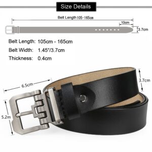 JingHao Belts for Men Big and Tall,Mens Belt Leather for Casual Jeans Dress Work All Size 28"-64" Black Brown Width 1.45" Aa10 (60"-62"/ Belt Length 165cm, Black)