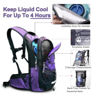 Mothybot Hydration Pack, Insulated Hydration Backpack with 2L BPA Free Water Bladder and Storage, Hiking Backpack for Men, Women, Kids for Running, Cycling, Camping - Keep Liquid Cool up to 5 Hours