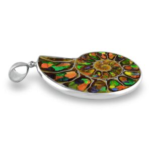 Starborn Sterling Silver Ammonite with Ammolite Inlay Pendant