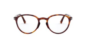 persol po3218v round prescription eyewear frames, havana/demo lens, 51 mm