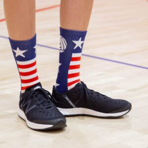 ChalkTalkSPORTS Volleyball Woven Mid-Calf Socks | USA | Red & White & Blue