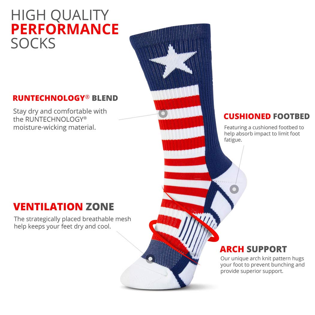 ChalkTalkSPORTS Volleyball Woven Mid-Calf Socks | USA | Red & White & Blue