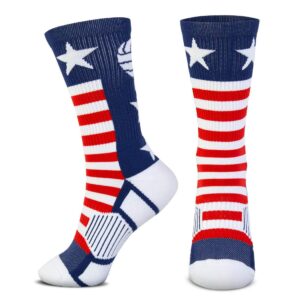 ChalkTalkSPORTS Volleyball Woven Mid-Calf Socks | USA | Red & White & Blue