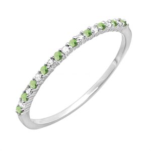 Dazzlingrock Collection Alternate Round Peridot & Diamond Stackable Wedding Band for Women in 14K White Gold Size 5.5