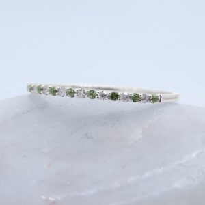 Dazzlingrock Collection Alternate Round Peridot & Diamond Stackable Wedding Band for Women in 14K White Gold Size 5.5