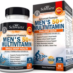 Once Daily Multivitamin for Men 50 and Over - Supplement for Heart Health Support - with Zinc, A, B, C, D3, E Vitamins - for Memory & Brain Health Support - Designed for Whole Body Health - 60 Count