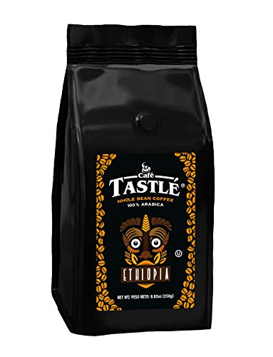 Cafe Tastle Ethiopia Medium-Dark Roast 100% Arabica Whole Bean Coffee, 8.82 oz (Pack of 12)