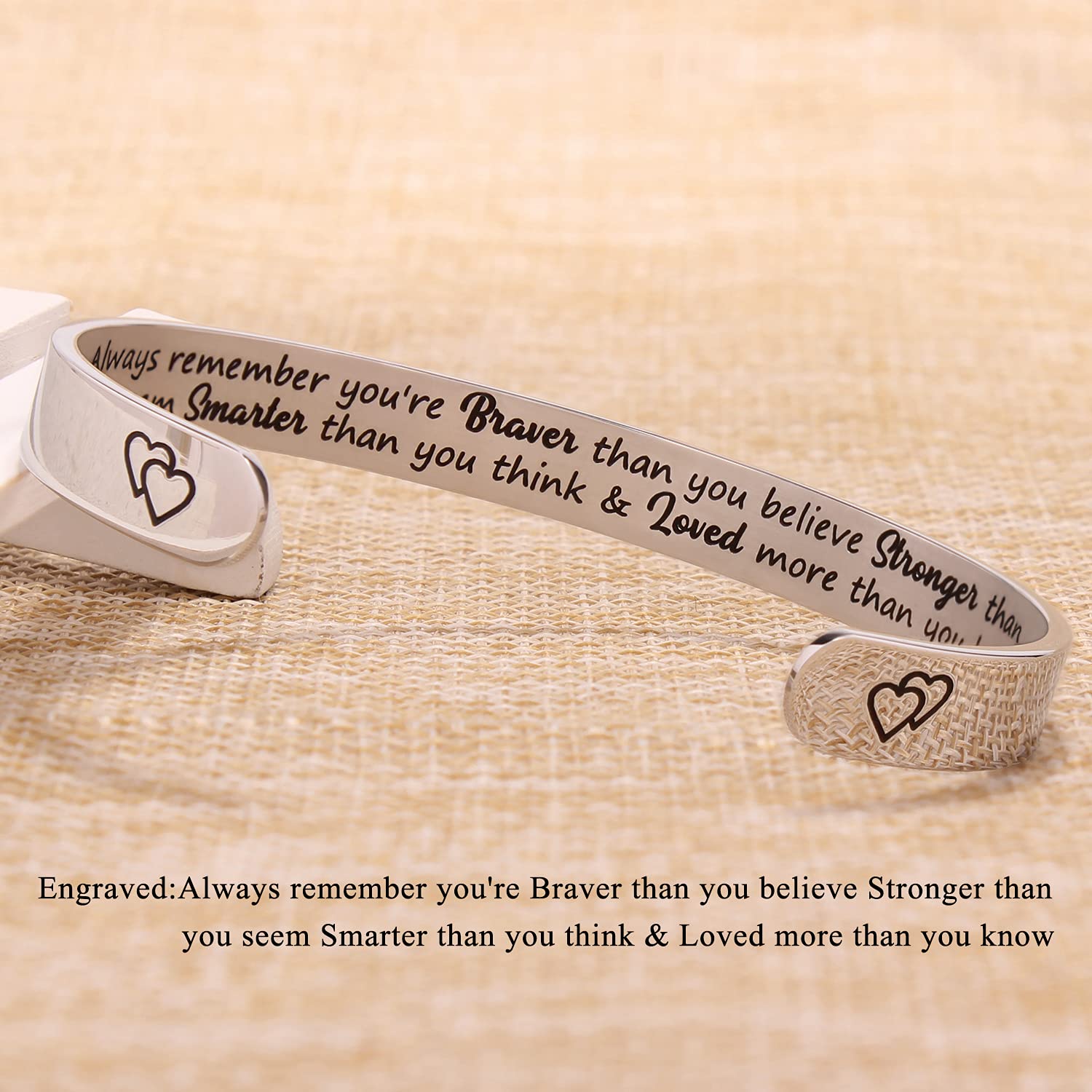 Btysun Inspirational Bracelets for Women Best Friend Bracelets Uplifting Quotes Engraved Cuff Bracelet Gifts for People with Anxiety Sister Daughter Teen Girl Gifts