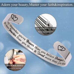 Btysun Inspirational Bracelets for Women Best Friend Bracelets Uplifting Quotes Engraved Cuff Bracelet Gifts for People with Anxiety Sister Daughter Teen Girl Gifts