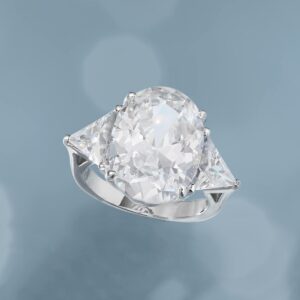 Ross-Simons 10.00 ct. t.w. Oval and Trillion-Cut CZ Ring in Sterling Silver. Size 7