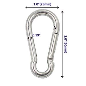 DGOL 10pcs 304 Stainless Steel Carabiner Snap Spring Hook Outdoor D Ring Chain Quick Link Lock Fastner Size 2"*1" Loading 195 lbs