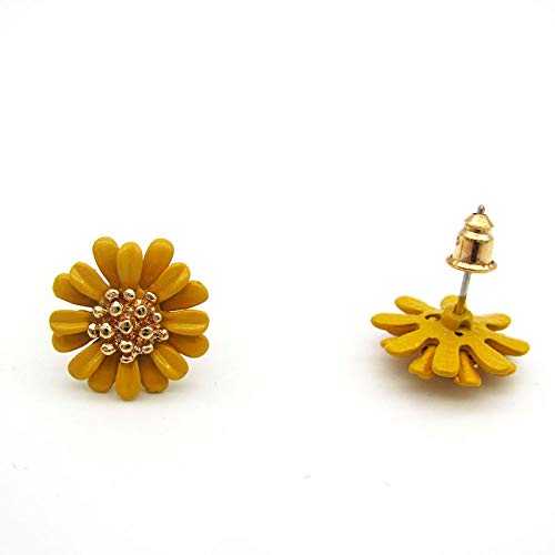 QIAN0813 Bohemian Sunflower Daisy Flower Stud Earring for Women Sweet Temperament Female Statement Earrings (Orange)