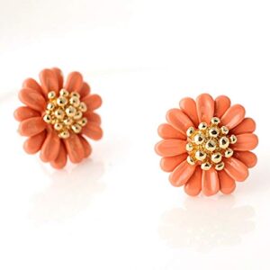 QIAN0813 Bohemian Sunflower Daisy Flower Stud Earring for Women Sweet Temperament Female Statement Earrings (Orange)