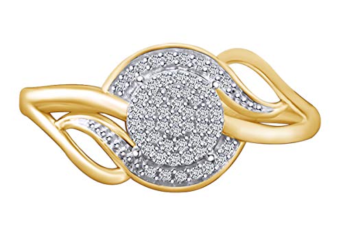 AFFY Round Cut Yellow Natural Diamond Swirl Cluster Engagement Wedding Ring 10k Yellow Gold (I-J Color, I2-I3 Clarity, 0.15 Cttw) Ring Size- 7.5