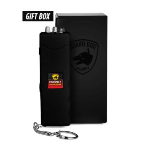 Guard Dog Hornet Micro Stun Gun Keychain - with LED Flashlight, Safety Switch, and Powerful Shock, Heavy Duty Keychain Stun Gun with Bright Flashlight, Built-in Charger, Women Self Defense - Black