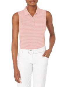 puma golf 2019 women's rotation stripe sleeveless polo, bridal rose, large