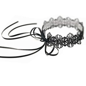 mausong black lace choker gothic necklace choker necklaces for women girls tattoo choker necklace long bow sexy choker girls gothic fashion jewelry adjustable