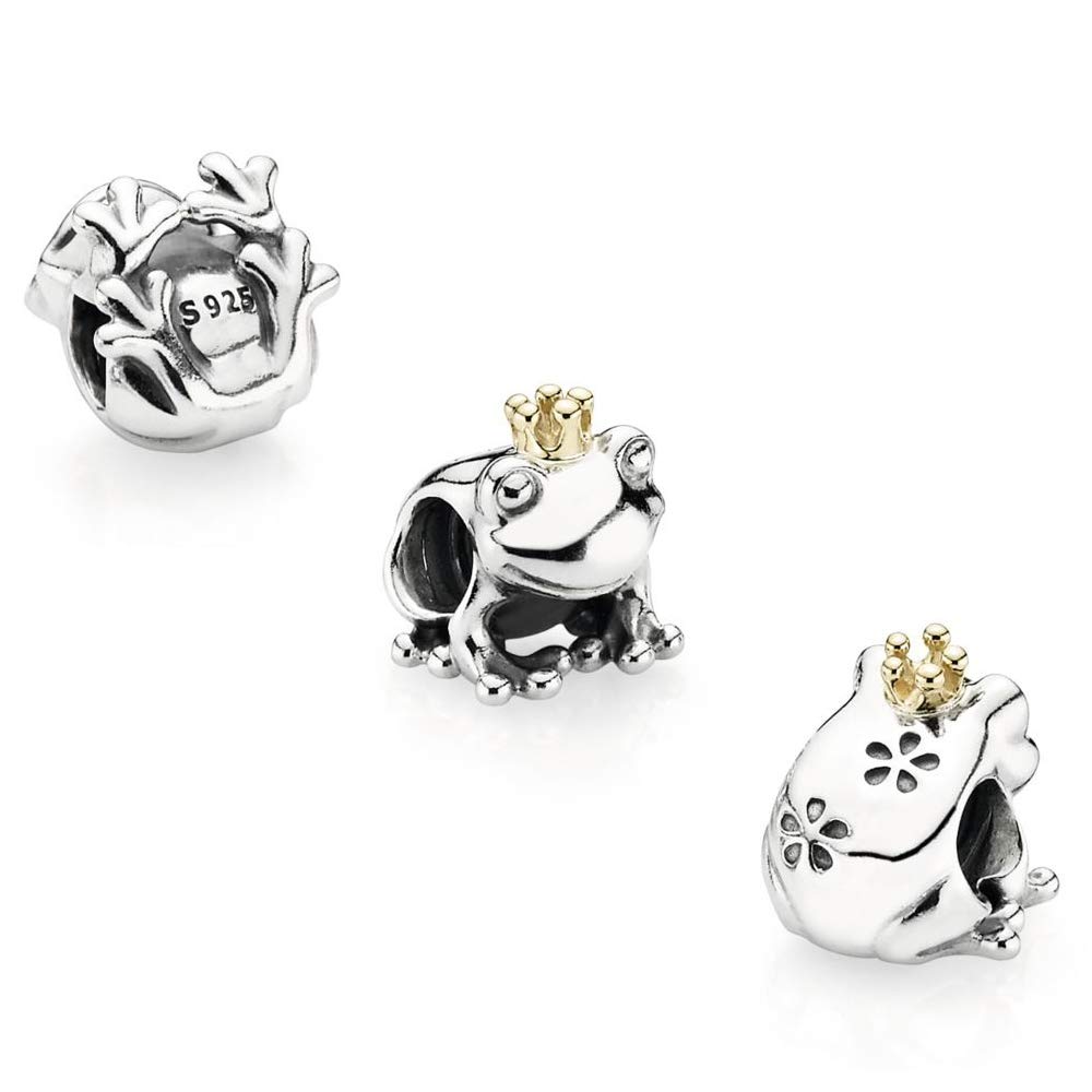 MiniJewelry Frog Prince Charm fits Pandora Bracelets Gold Crown Sterling Silver Gift Women Birthday Christmas