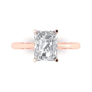 clara pucci 2.5ct radiant cut solitaire genuine moissanite wedding bridal designer anniversary engagement ring in 14k rose gold for women