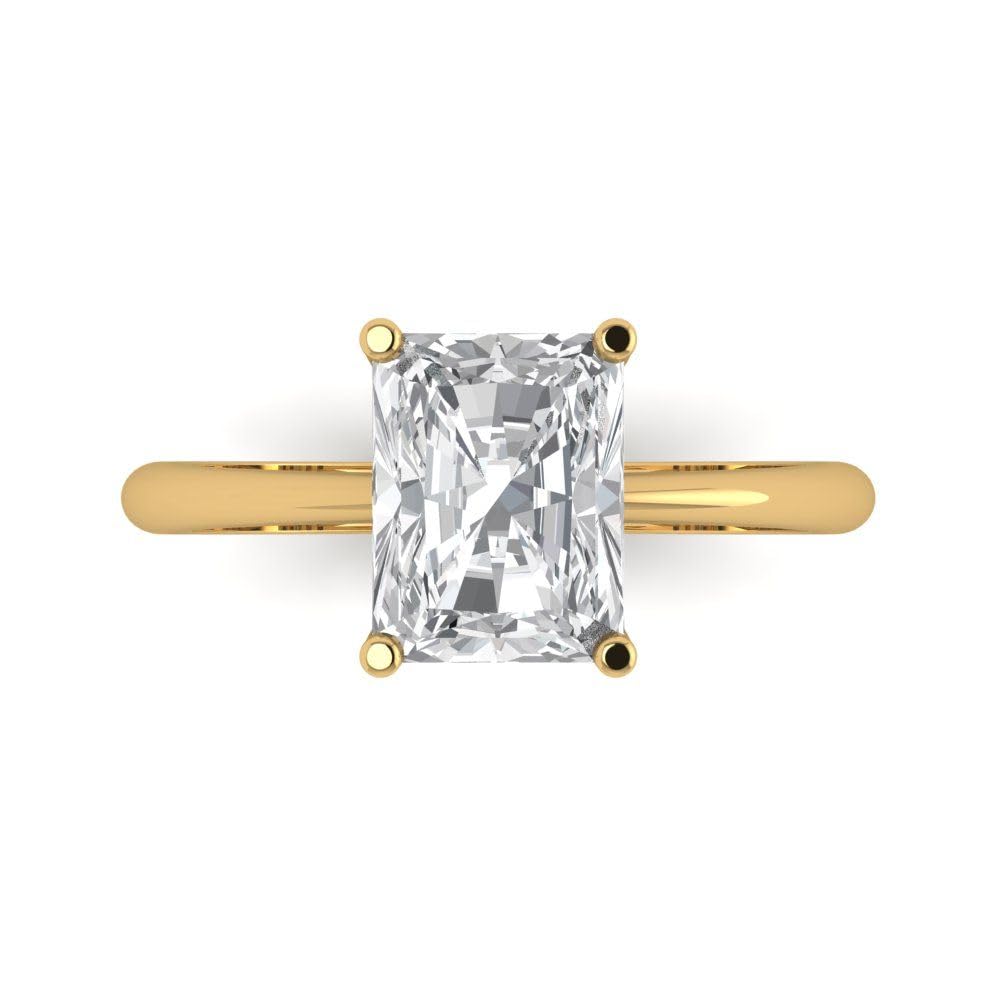 Clara Pucci 2.5ct Radiant Cut Solitaire Genuine Moissanite Wedding Bridal Designer Anniversary Engagement Ring in 14k Yellow Gold