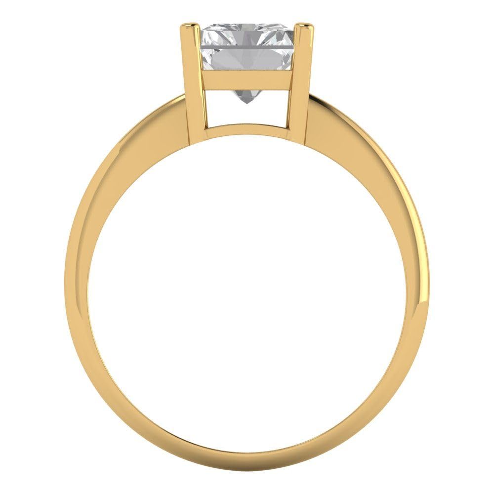 Clara Pucci 2.5ct Radiant Cut Solitaire Genuine Moissanite Wedding Bridal Designer Anniversary Engagement Ring in 14k Yellow Gold