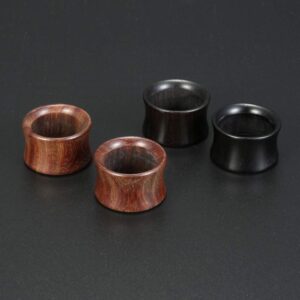 2 Pairs 0G-11/16 Double Flared Brown Organic Wood Wooden Ear Gauges Ear Tunnels Ear Plugs Expander Strecher