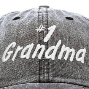 DALIX Number 1 Grandma Hat Gift Washed Cotton Baseball Cap in Washed Denim Black