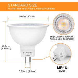 Mlambert 12 Pack MR16 LED Bulbs 50W Halogen Equivalent,2700K Warm White,5W GU5.3 MR16 12V Spotlight Bulb,Non-Dimmable,45° Beam Angle for Landscape