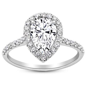 houston diamond district 1 carat 14k white gold halo pear cut diamond engagement ring, size 9 (0.5 ct d color si1 clarity center stone)