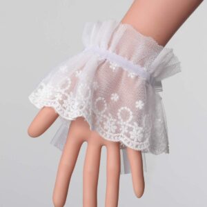 BLESSUME Lolita Lace Cuffs Steampunk Wrist Cuff Bracelet (White 10(1pr))