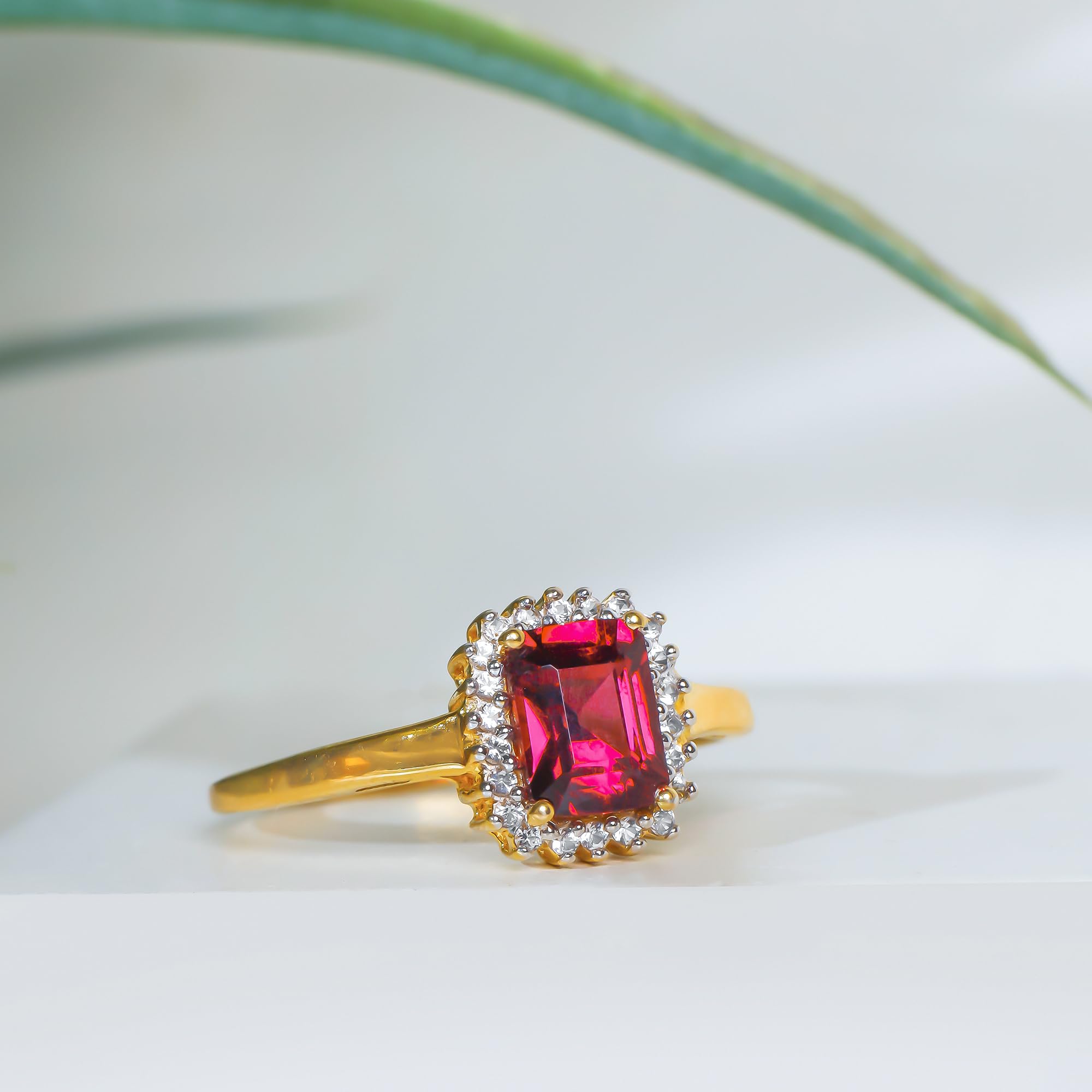 YoTreasure 1.22 ct. t.w. Rhodolite Garnet & White Topaz Solid 10kt Yellow Gold Ring