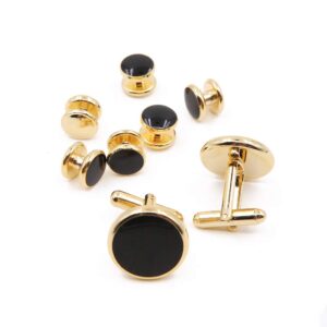 ApolDirect 8 Pieces Men Round Cufflinks and Button Studs Set,Cuff Links for Formal Business Wedding Tuxedo Shirt Accessories