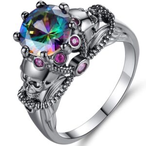 jude jewelers retro vintage skull gothic statement promise cocktail party biker ring (fire, 8)