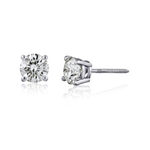 The Diamond Channel Certified Diamond Earrings for Women in 14K Gold with Screw Back and Post Studs (I1-I2 Clarity), Choice of Carat Weights