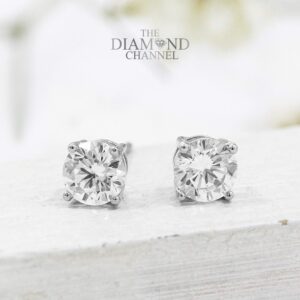 The Diamond Channel Certified Diamond Earrings for Women in 14K Gold with Screw Back and Post Studs (I1-I2 Clarity), Choice of Carat Weights