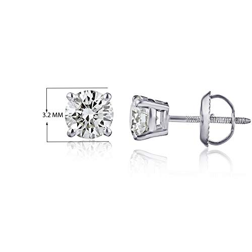 The Diamond Channel Certified Diamond Earrings for Women in 14K Gold with Screw Back and Post Studs (I1-I2 Clarity), Choice of Carat Weights