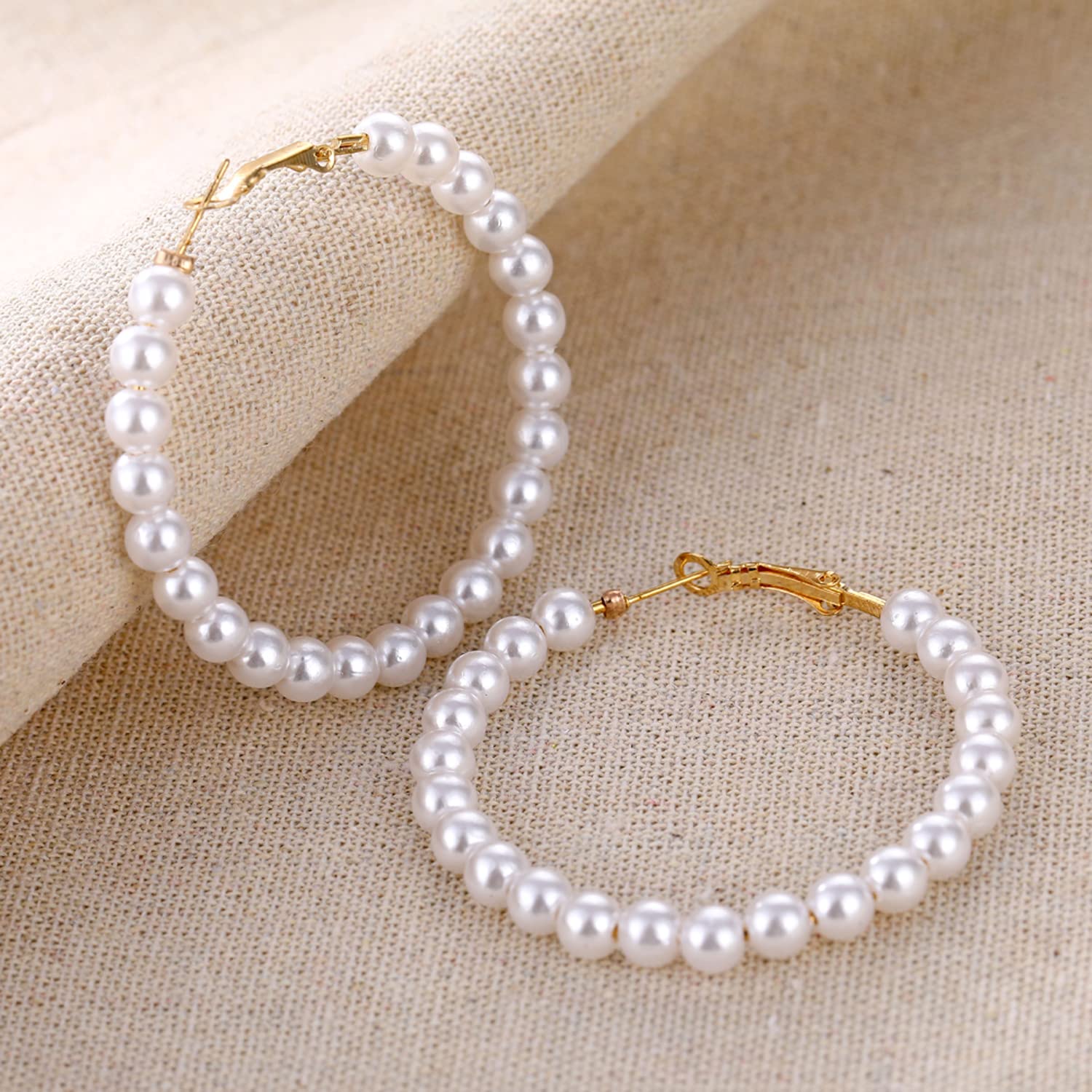 Pearl Hoop Earrings for Women Fashion Dangle Hypoallergenic Layer Earrings Drop Dangle Earrings Gifts for Women (Pearl hoop)