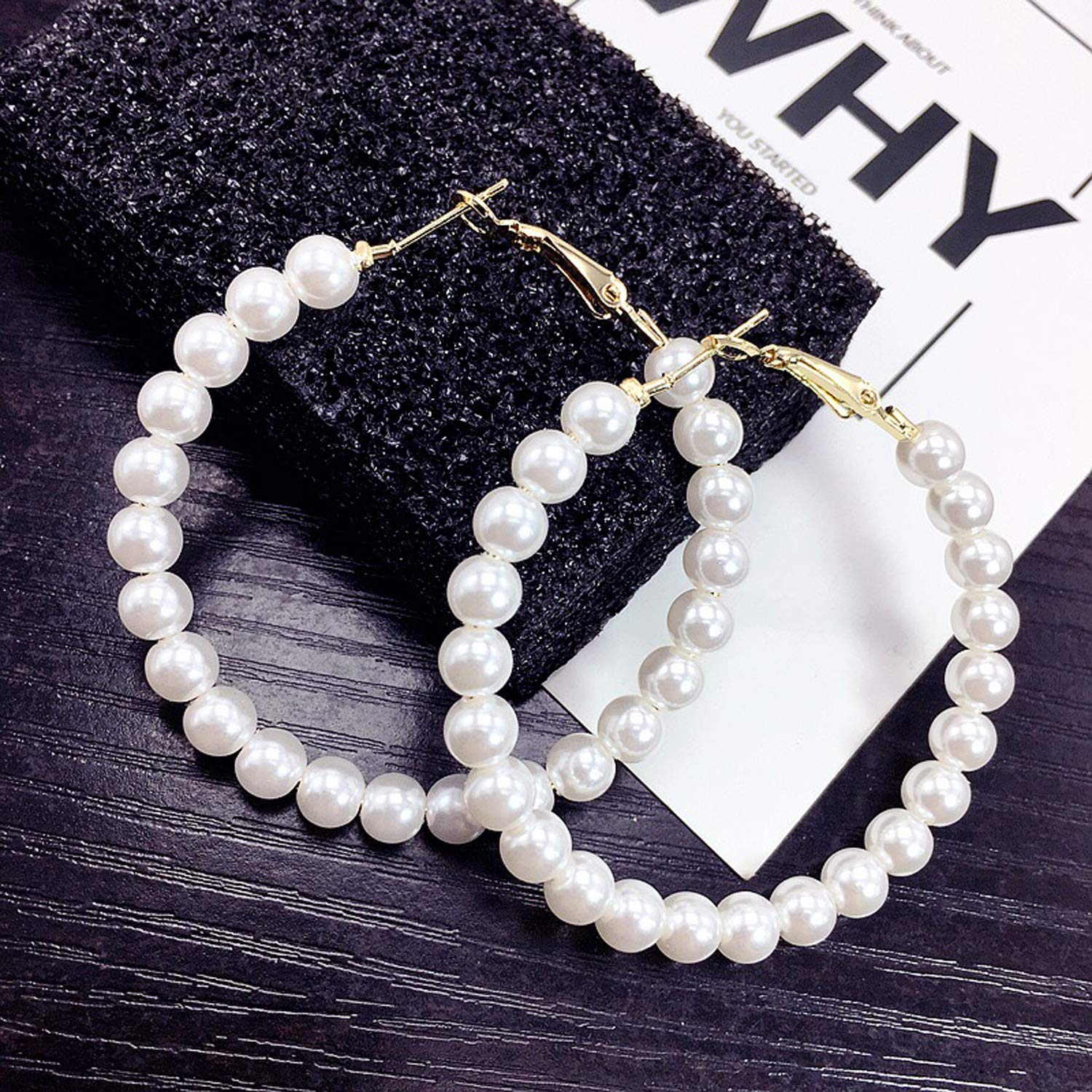 Pearl Hoop Earrings for Women Fashion Dangle Hypoallergenic Layer Earrings Drop Dangle Earrings Gifts for Women (Pearl hoop)