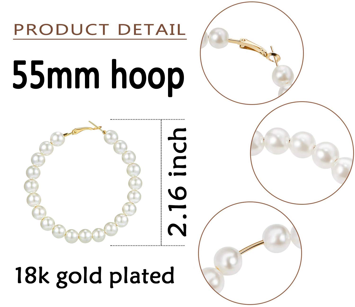 Pearl Hoop Earrings for Women Fashion Dangle Hypoallergenic Layer Earrings Drop Dangle Earrings Gifts for Women (Pearl hoop)